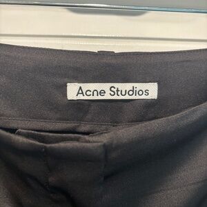 Acne studios black satin flared pants